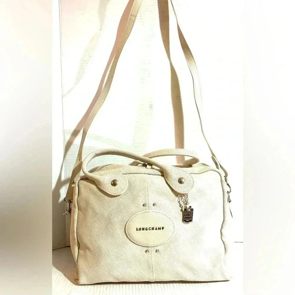 Longchamp cream leather quadri 2 way satchel handbag - Picture 10 of 14